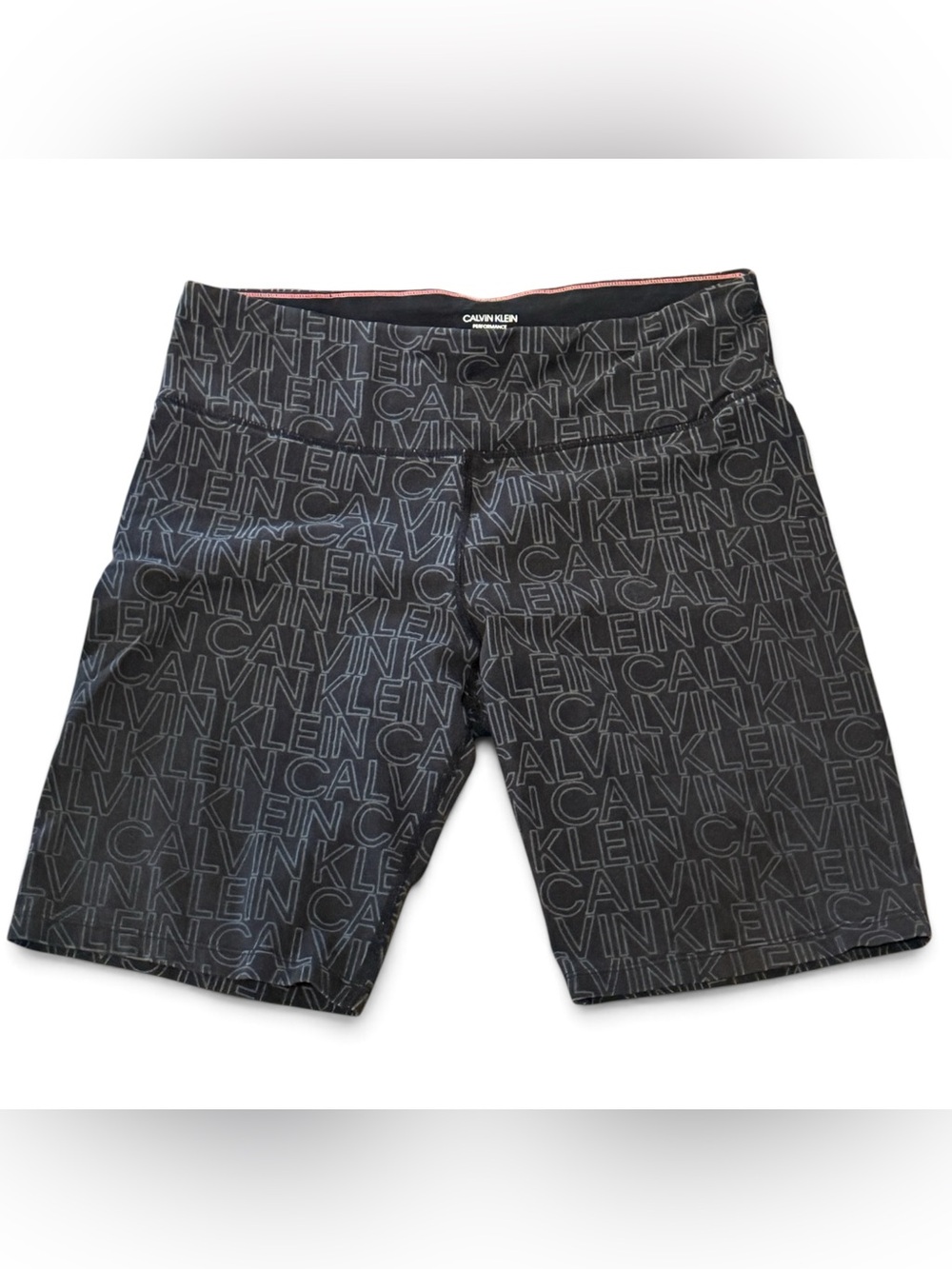 Calvin Klein Women’s Logo Bike Shorts High Waist Black Gray 9" Inseam XL